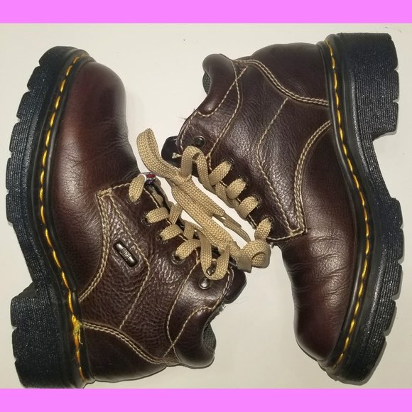 Size 6 US Women's Doc Dr. Marten's Brown Mahogany Heeled Heel Ankle Boots - Picture 3 of 17